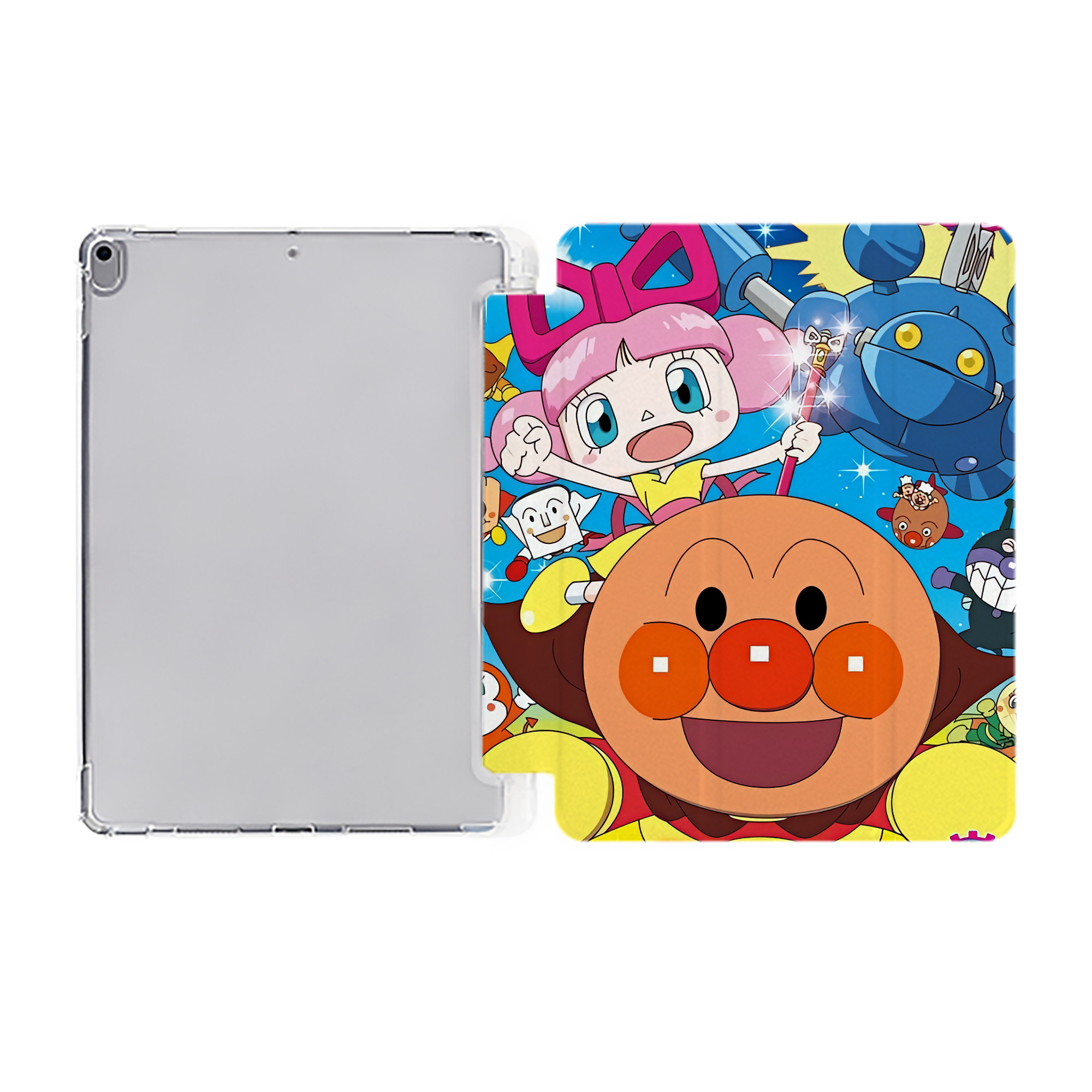 （画像用） アンパンマン Anpanman IPad ケース ペン収納付き 三つ折りスタンド PUレザー×シリコン 対応機種9.5/10.5/10.9インチ
